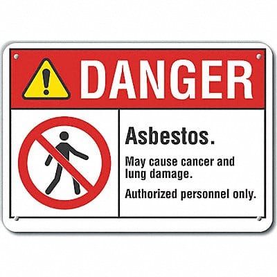 Rflct Asbestos Danger Sign 10x14in Alum