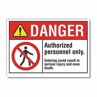 Auth Person Danger Label 7 in x 10 in