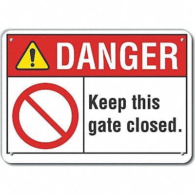 Aluminum Gate Oprtion Danger Sign 7x10in