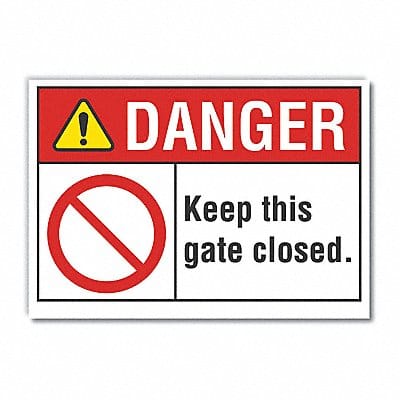 Gate Operation Danger Label 3 1/2x5in