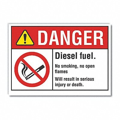 Diesel Danger Label 10inx14in Polyester