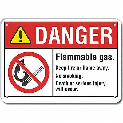 Rflct Flammable Gas Danger Sign 7x10in