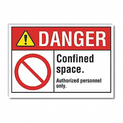 Confined Space Danger Rflctv Label 5x7in