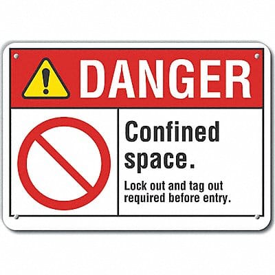 Alum Confined Space Danger Sign 7x10in