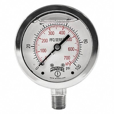 Qual. Ss/Ss Gauge 2.5 1/4 Lm 100 psi/Kpa