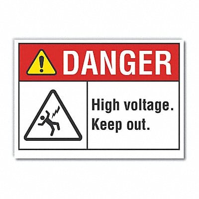 High Voltage Danger labl 5inx7in Polyest