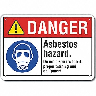 Alum Asbestos Danger Sign 10x14in Alum