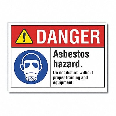 Asbestos Danger Label 10 in x 14 in