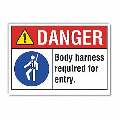 Body Harness Danger Label 5 in x 7 in