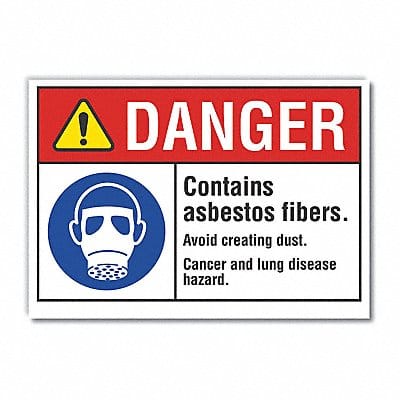 Asbestos Danger Lbl 5inx 7in Polyester