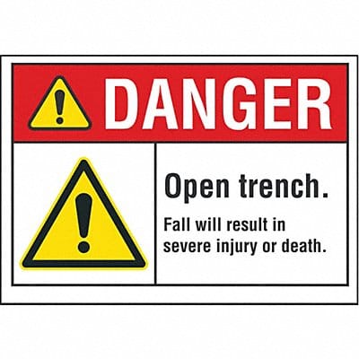 Open Trench Danger Lbl 7x10in Polyester