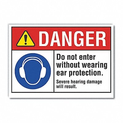 Ear Danger Label 5 in x 7 in Polyester