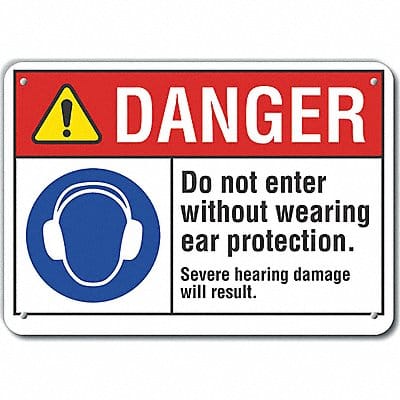 Rflct Ear Danger Sign 10x14in Aluminum