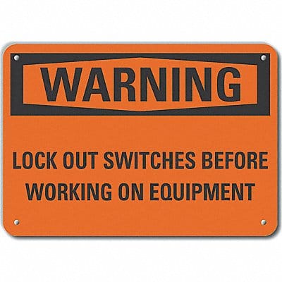 Lockout Tagout Warn Sign 7x10in Plastic