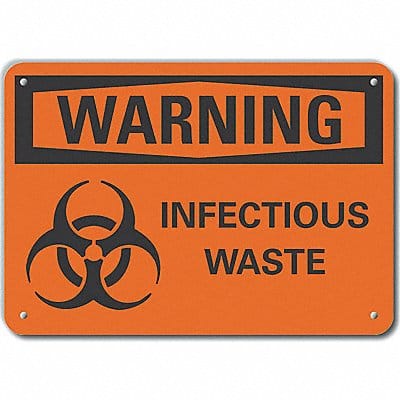 Infectious Waste Warn Sign 7x10in Plastc