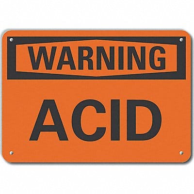 Plastic Acid Warn Sign 10x14in Plastic