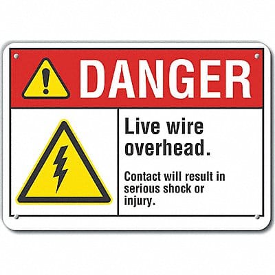 Live Wire Danger Sign 10inx14in Aluminum