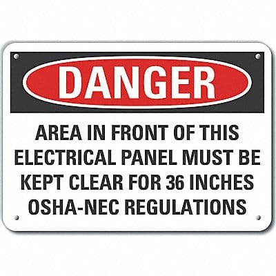 Elec Panel Danger Sign 10x14in Plastic