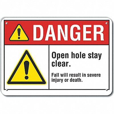 Open Hole Danger Sign 10inx14in Aluminum