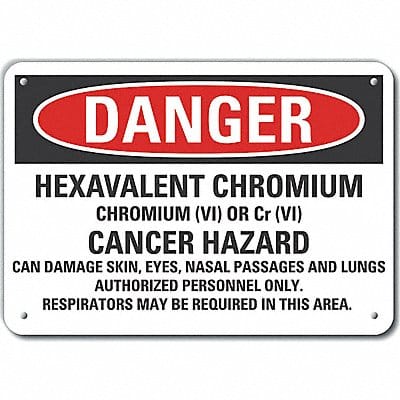 Hexa Chromium Danger Sign 7x10in Plastic