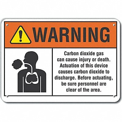 Carbon Dioxide Warning Sign 7x10in Plstc