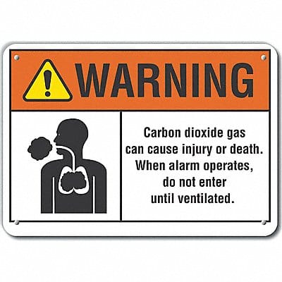 Carbon Dioxide Warning Sign 7x10in Plstc