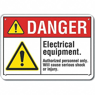 Rflct Elec Equip Danger Sign 7x10in Alum