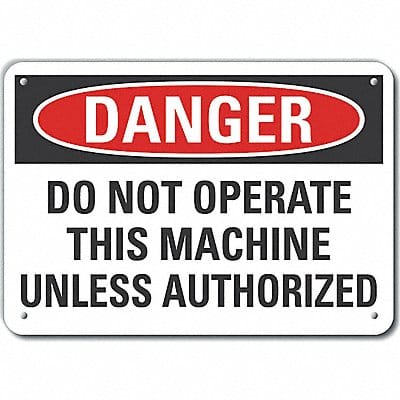 Machine Operation Danger Sign 10x14in