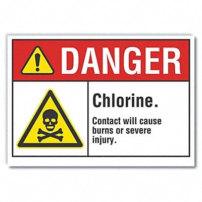 Chlorine Danger Labl 7inx10in Polyester