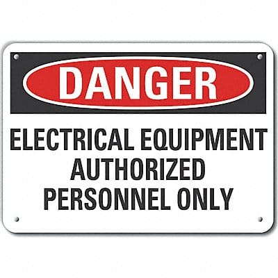 Elec Equipmt Danger Sign 7x10in Plastic