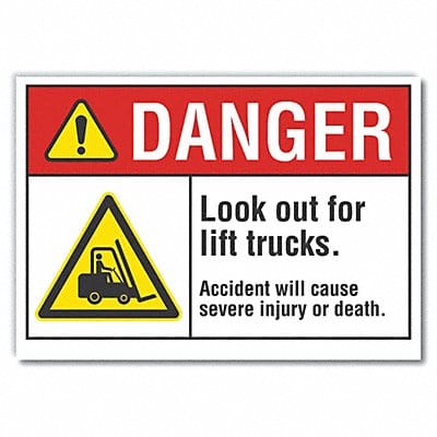 Lift Trck Trfc Danger Rflct Lbl 7x10in