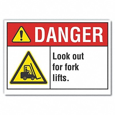 Lift Truck Traffic Danger Lbl 10x14in