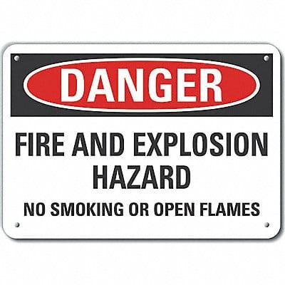 No Smoking Danger Sign 10inx14in Plastic