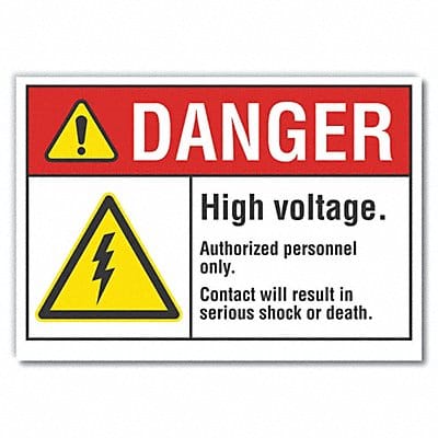 High Voltage Danger labl 5inx7in Polyest