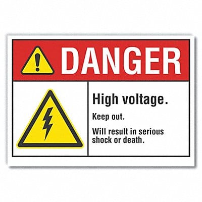 High Voltage Danger Lbl 3.5x5in Polyest