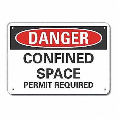 Confined Space Danger Sign 7x10in Plastc