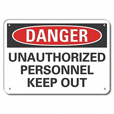 Auth Person Danger Sign 7x10in Plastic