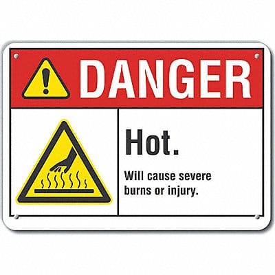 Alum Hot Surface Danger Sign 10x14in