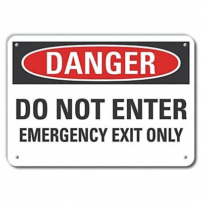 Plstic Emergncy Exit Danger Sign 10x14in