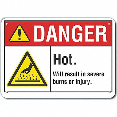 Rflct Hot Surface Danger Sign 7x10in