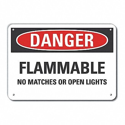 Flammable Mtrl Danger Sign 10x14in Plstc