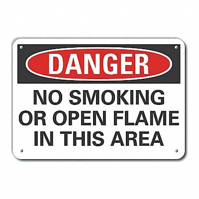 No Smoking Danger Sign 10x14in Plastic