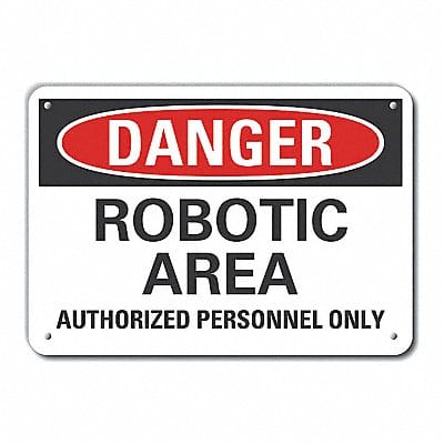 Robot Area Danger Sign 10x14in Plastic