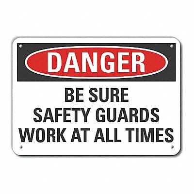 Safety Guards Danger Sign 7x10in Plastic