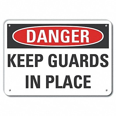 Machine Guards Danger Sign 10x14in Plstc