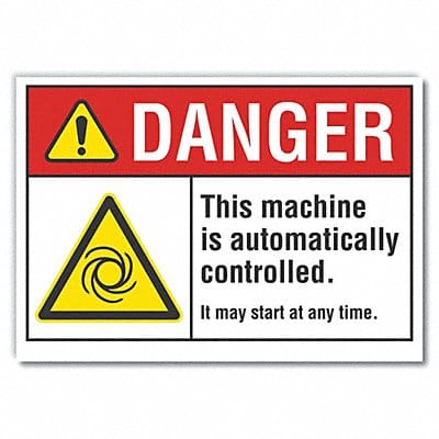 Machine Operat Danger Rflct Lbl 7x10in