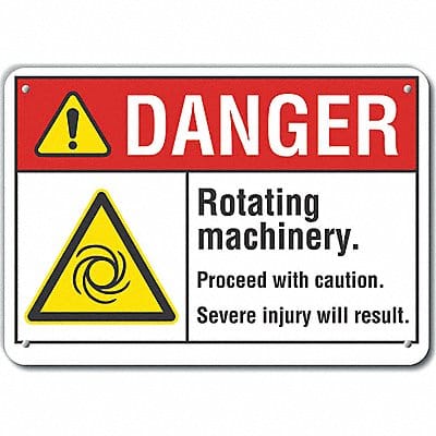 Rflct Rotating Mach. Danger Sign 7x10in