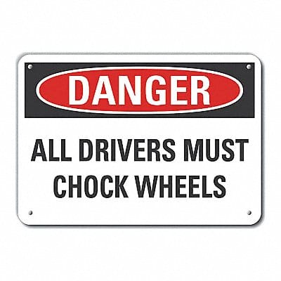 Chock Wheel Danger Sign 10x14in Plastic