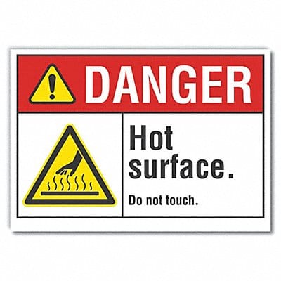 Hot Surface Danger labl 7inx10in Polyest