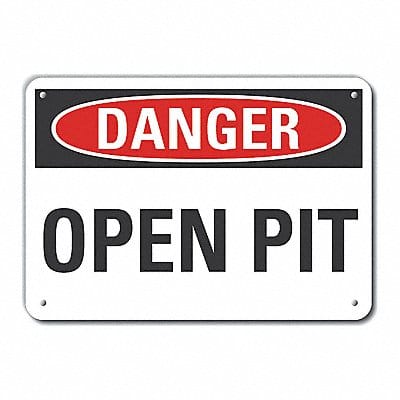 Open Pit Danger Sign 7inx10in Plastic